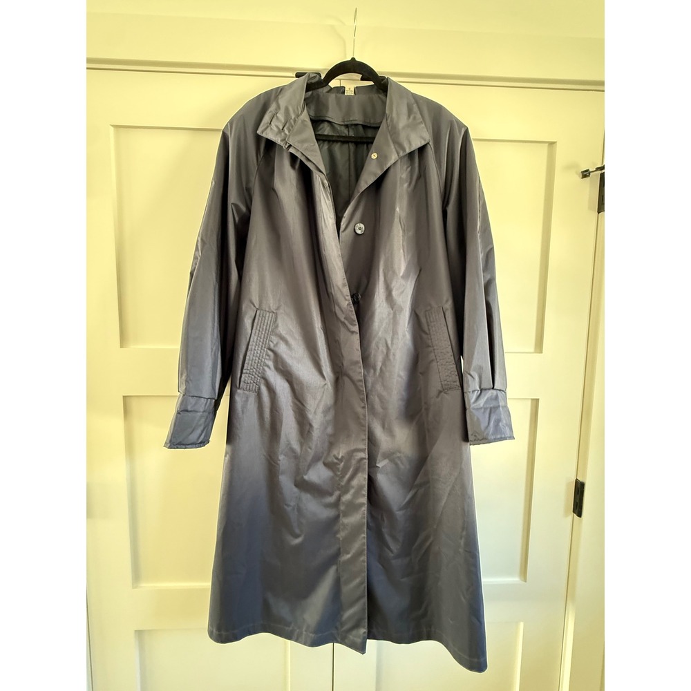Vintage Navy Longline Raincoat Water Resistant Lightweight Trench Coat